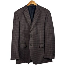 Jos. A. Bank Brown Plaid Wool Sport Coat Blazer Jacket Tailored Fit Size 42R